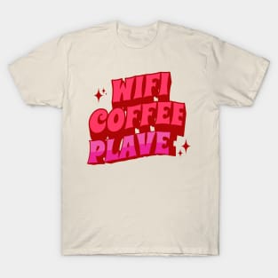 WIFI coffee plave plli typography kpop | Morcaworks T-Shirt